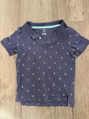 Carter's Navy Polo with Yellow, Teal & Light Pink Anchor Print